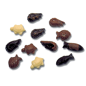 Форма для шоколада «Черепахи,креветки и рыбы» [35 шт]; поликарбонат; L=27.5,B=17.5см