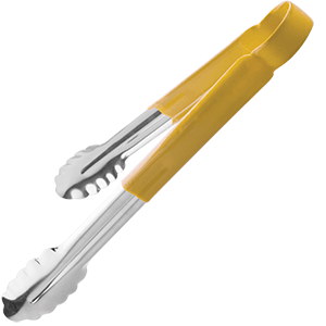 Щипцы универсальные желтая ручка «Проотель»; сталь нержавеющая,резина; L=30см