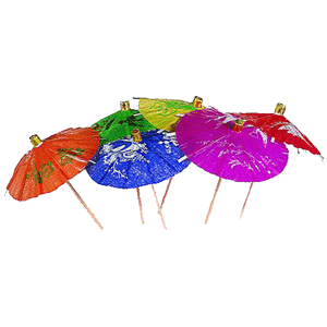 Украшения на шпажках «Зонтик»[100шт]; бумага, дерево; , H=9см; разноцветн.