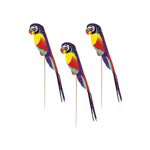 Украшения на шпажках «Попугай»[100шт]; бумага, дерево; , L=18см; разноцветн.