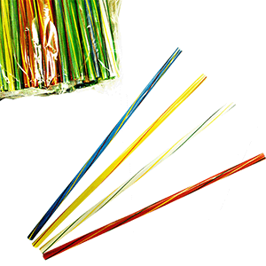 Трубочки без изгиба витая полоса [500 шт]; D=0.8,L=24см; разноцветный