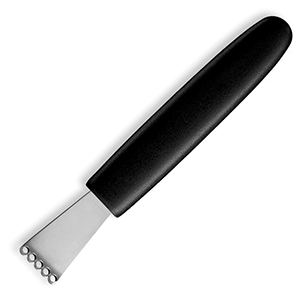 Нож для цедры; пластик, сталь нержавеющая; высота=1, длина=17, ширина=6 см.; цвет: черный,металлический