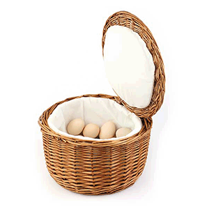 Корзина для яиц; дерево,текстиль; диаметр=26, высота=17 см.; коричневый