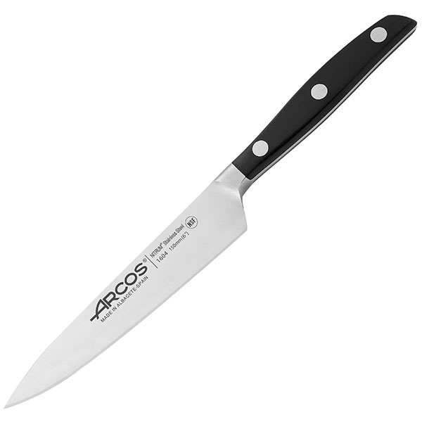 Нож поварской «Манхэттен»; сталь нержавейка,полиоксиметилен; ,L=15см; металлический ,черный
