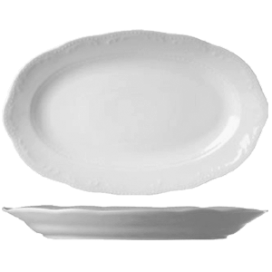 Блюдо овальное «В.Виена»; материал: фарфор; высота=3.5, длина=35, ширина=23 см.; белый