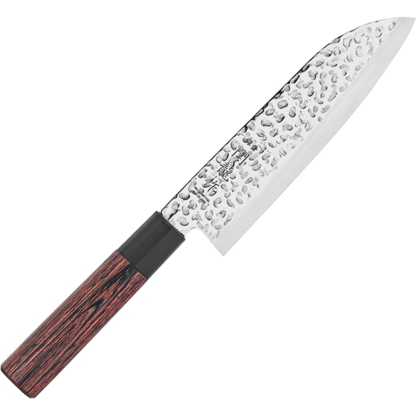 Нож кухонный «Сантоку»; сталь нержавейка, дерево; L=16.5см