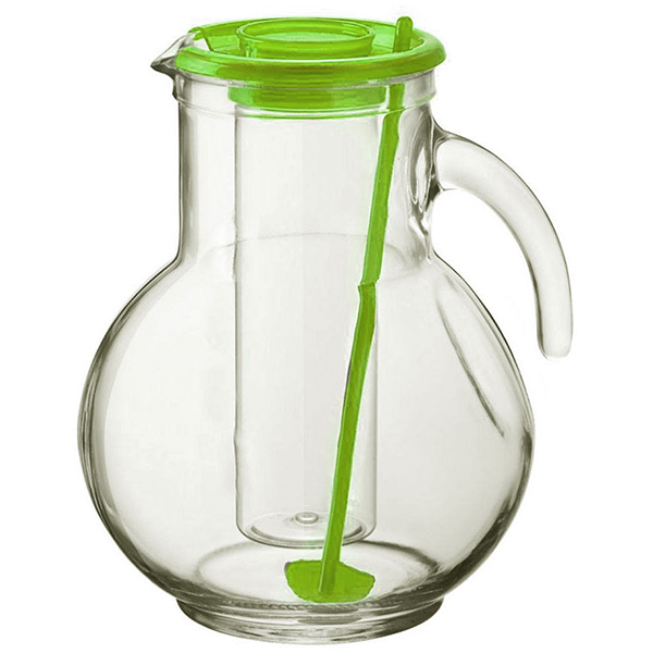 Кувшин с охладителем «Куфра»; стекло; 2л; прозрачное ,зеленый 