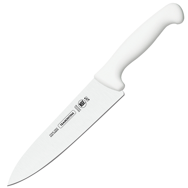 Нож для мяса; сталь нержавейка,пластик; L=20см; металлический ,белый