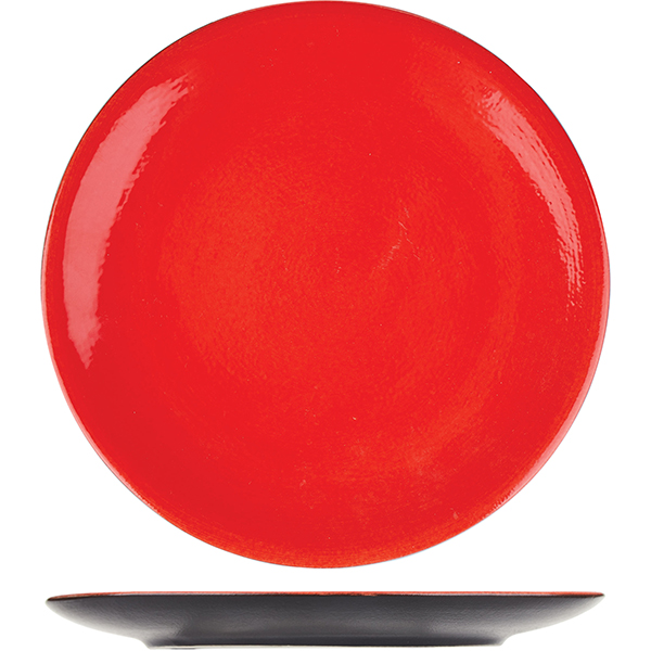 Тарелка мелкая «Кармин»;  керамика;  D=21см;  красный,черный