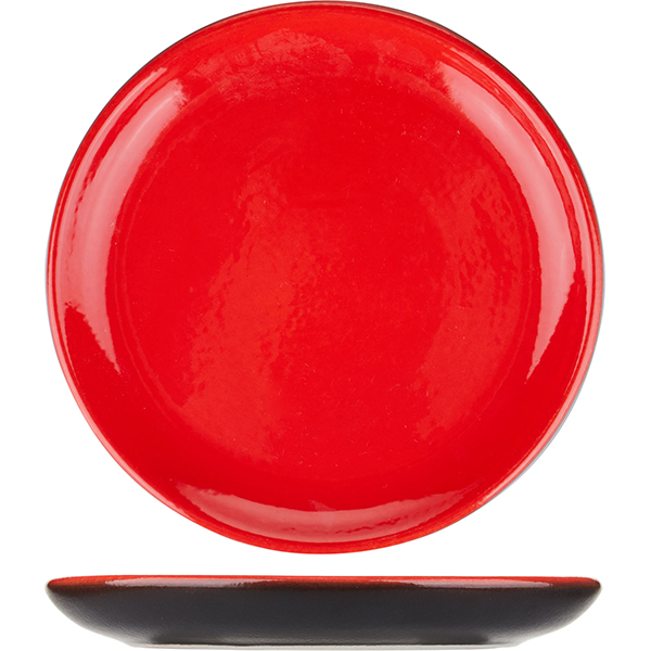 Тарелка без полей «Кармин»;  керамика;  D=15см;  красный,черный