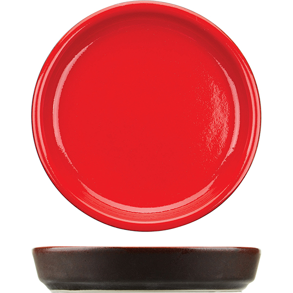 Тарелка с бортом (Модус) «Кармин»;  керамика;  D=11см;  красный,черный