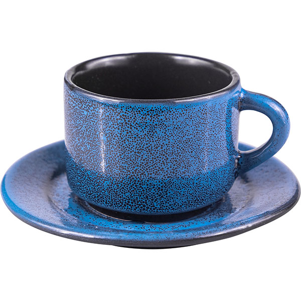 Пара кофейная «Млечный путь голубой»; фарфор; 80мл; голубой,черный