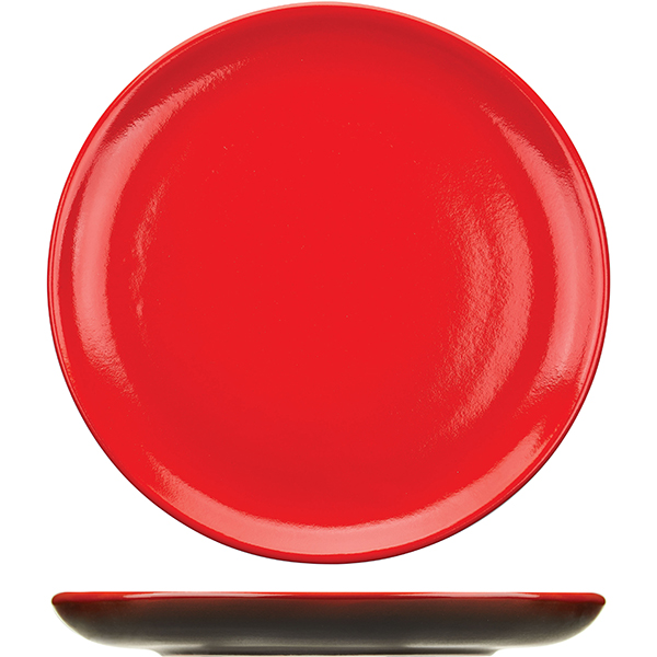 Тарелка плоская без полей «Кармин»;  керамика;  D=27см;  красный,черный
