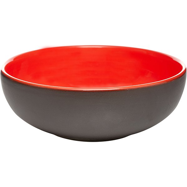 Салатник «Кармин»;  керамика;  1,3л;  D=215,H=75мм;  красный,черный