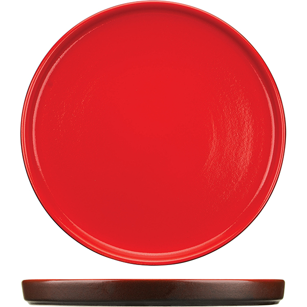 Тарелка с бортом «Кармин»;  керамика;  D=26,H=3см;  красный,черный