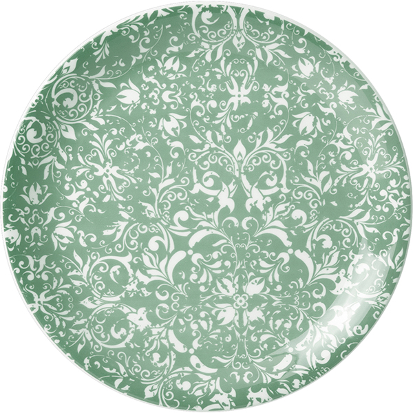 Тарелка мелкая «Инк»; фарфор; D=20,H=2см; зеленый ,белый