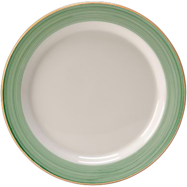 Тарелка мелкая «Рио Грин»;  фарфор;  D=26,5см;  белый,зелен.