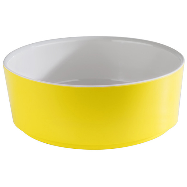 Салатник «Хэппи буфет»;  пластик;  1,5л;  D=20,H=7см;  белый,желт.
