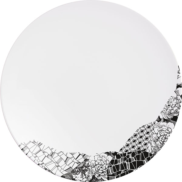 Тарелка мелкая «Фрагмент Ардуаз»;  фарфор;  D=25,5см;  белый,серый