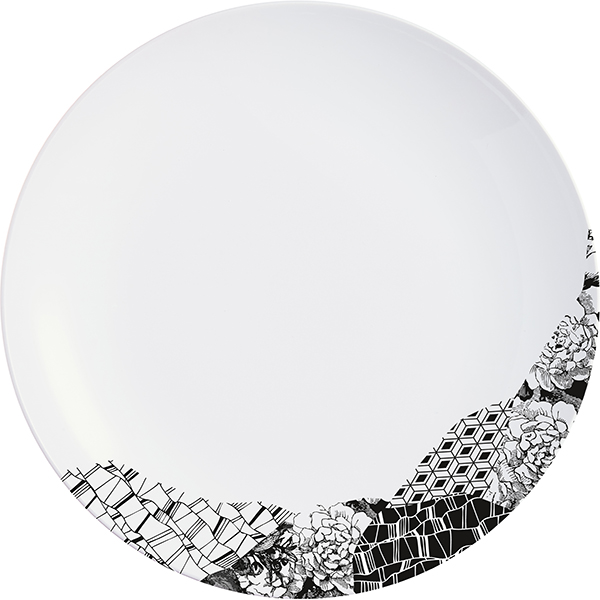 Тарелка глубокая «Фрагмент Ардуаз»;  фарфор;  0,84л;  D=24см;  белый,серый