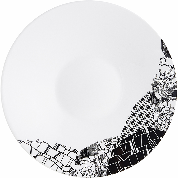 Блюдце «Фрагмент Ардуаз»;  фарфор;  D=14,5см;  белый,серый