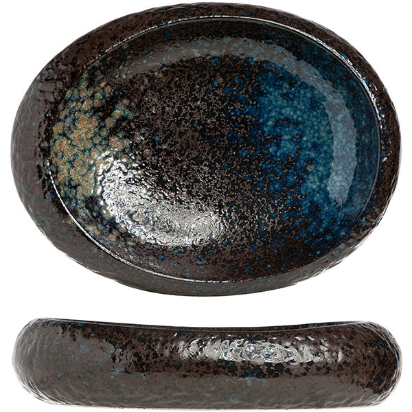 Салатник; керамика; ,H=55,L=240,B=210мм; черный,синий