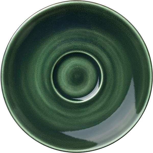 Блюдце «Аврора Визувиус Бёрнт Эмералд»; фарфор; D=150,H=17мм; бежев.,зелен.
