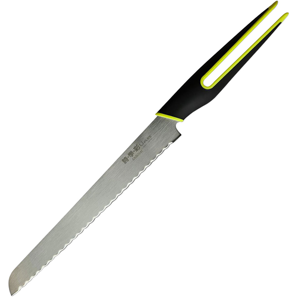 Нож для хлеба; сталь нержавеющая,полипропилен; ,L=20,6см; металлический,зелен.