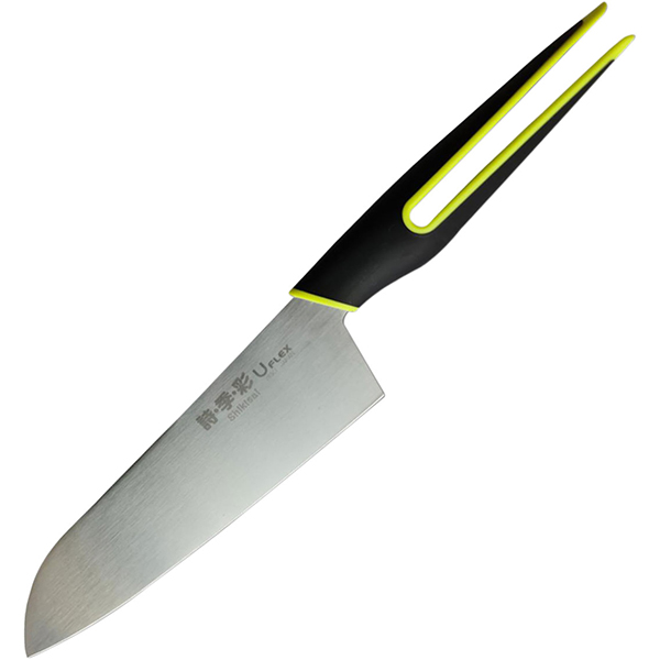 Нож «Сантоку»; сталь нержавеющая,полипропилен; ,L=15,9см; металлический,зелен.
