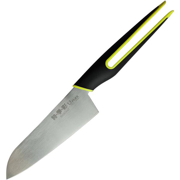 Нож «Сантоку»; сталь нержавеющая,полипропилен; ,L=14,5см; металлический,зелен.