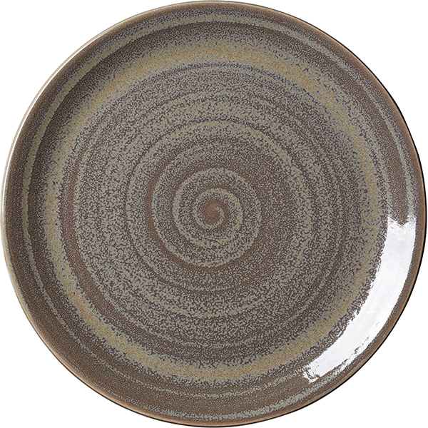 Тарелка мелкая «Революшн Гранит»; фарфор; D=280,H=25мм; серый,коричнев.