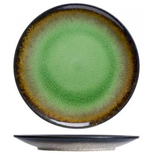 Тарелка мелкая «Фервидо»; керамика; D=265,H=25мм; зелен.