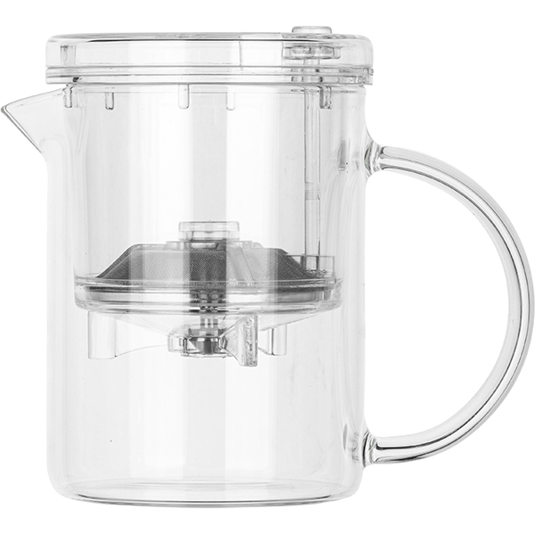 Чайник с фильтром «Гунфу»; термост.стекло, поликарбонат; 350мл; D=75, H=115, L=120мм; прозрачный