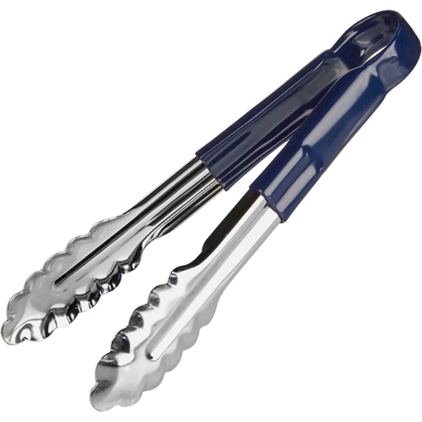 Щипцы голубая ручка «Проотель»; сталь нержавеющая, резина; , L=240/85, B=40мм; металлический, синий