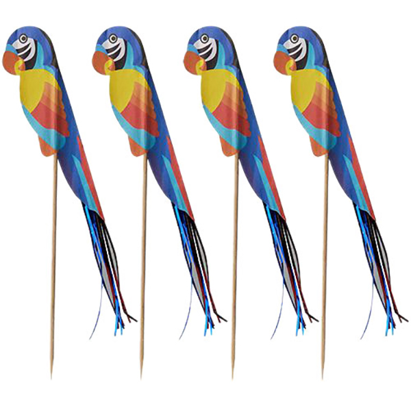 Украшения на шпажках «Попугай»[100шт]; бумага, дерево; , L=18см; разноцветн.