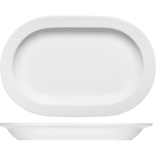 Блюдо овальное «Карат»; фарфор; , H=8, L=240, B=155мм; белый