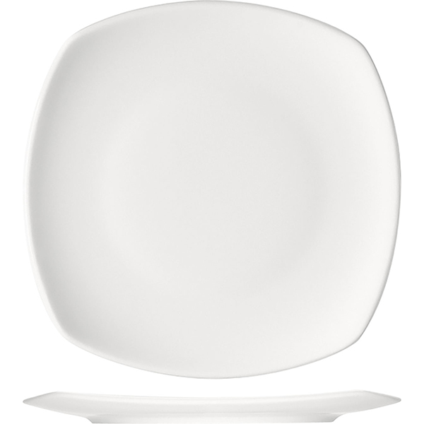 Тарелка квадратная «Опшенс»; материал: фарфор; высота=9.5, длина=28.5, ширина=28.5 см.; белый