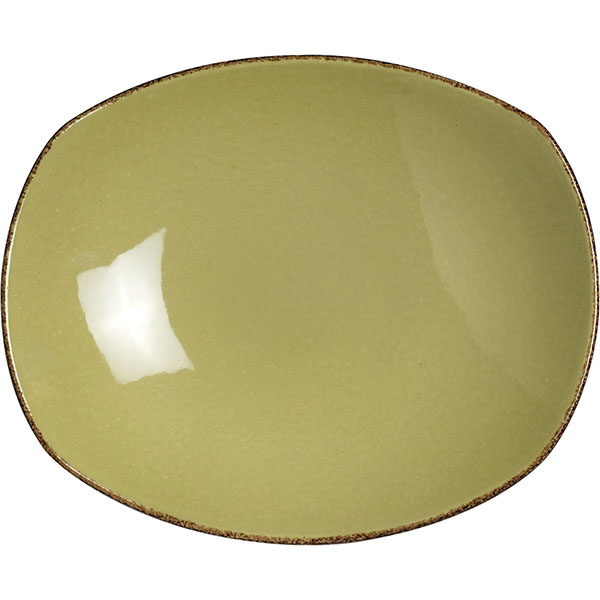 Тарелка глубокая овальная «Террамеса олива»; материал: фарфор; высота=6, длина=31, ширина=26 см.; оливковый
