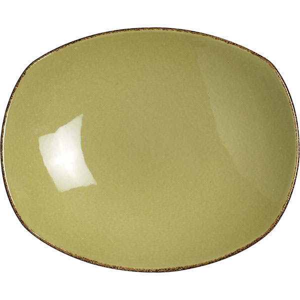 Тарелка глубокая овальная «Террамеса олива»; материал: фарфор; высота=5.5, длина=25.5, ширина=24 см.; оливковый