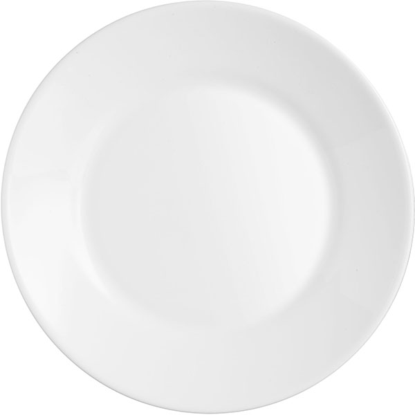 Тарелка «Ресторан»; стекло; диаметр=23.5, высота=2.5 см.; белый