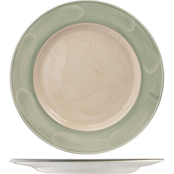 Тарелка мелкая «Феннель»; материал: фарфор; диаметр=23 см.; зеленый,бежевая