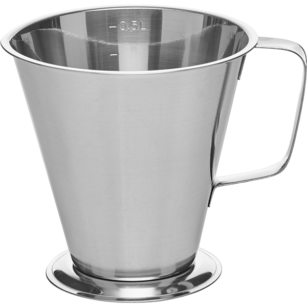 Мерный стакан; сталь нержавеющая; 0.5л; диаметр=11.5/14, высота=11.5 см.; металлический
