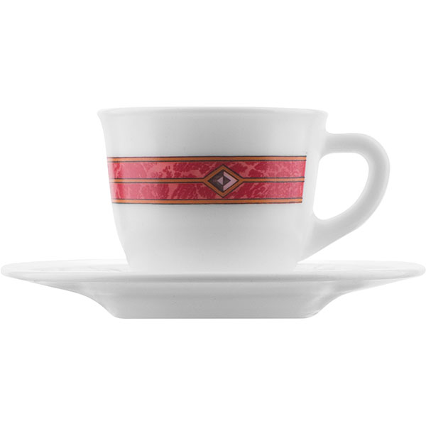 Набор кофейных пар «Корал» (6 штук); стекло; 100 мл; высота=75, длина=371, ширина=125 мм; белый,красный