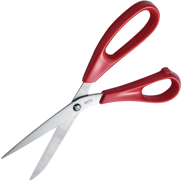Ножницы; сталь нержавеющая,пластик; высота=1, длина=25, ширина=11 см.; металлический, красный