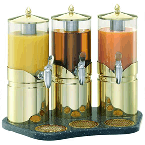 Диспенсер для сока тройной 2.5л*3  сталь нержавеющая  цвет: золотой,прозрачный Frilich