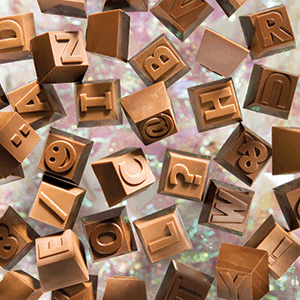 Форма для шоколада «Буквы и цифры 2часть» (24 штуки); поликарбонат; высота=18, длина=26, ширина=26 см.