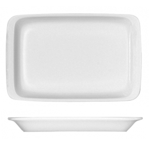 Блюдо прямоугольное; материал: фарфор; длина=30.5, ширина=15 см.; белый