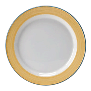 Тарелка мелкая «Рио Еллоу»; материал: фарфор; диаметр=25.5 см.; белый, желтый