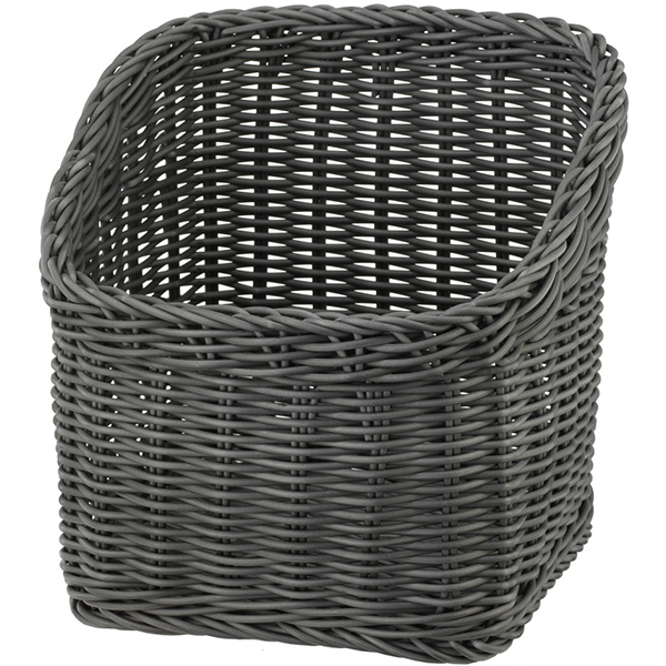 Корзина плетеная для хлеба; пластик; длина=23, ширина=23 см.; серый