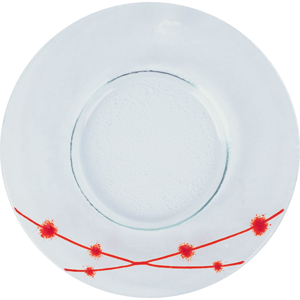 Тарелка мелкая «Пирл»; стекло; диаметр=18 см.; прозрачный, красный